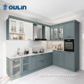 Gabinete de cocina de laca moderna y europea azul para proyectos